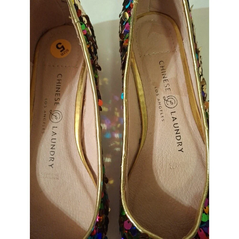 CHINESE LAUNDRY Gavin Sequin Ballet Shoes Multicolor Rainbow Size 5